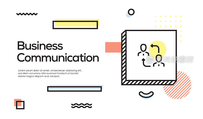 Business Communication Concept. Geometric Retro Style Banner and Poster Concept with Business Communication icon
